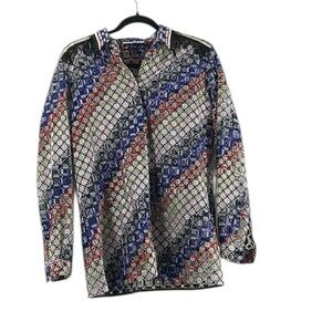 Marco De Vincenzo blouse button front embroidered unique sz 4